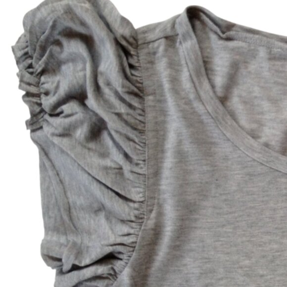 🎄NWT 🛍️ JUICY COUTURE 🎁 WOMEN'S SHORT PUFF SLEEVE GRAY BLOUSE TOP LARGE - Picture 3 of 3